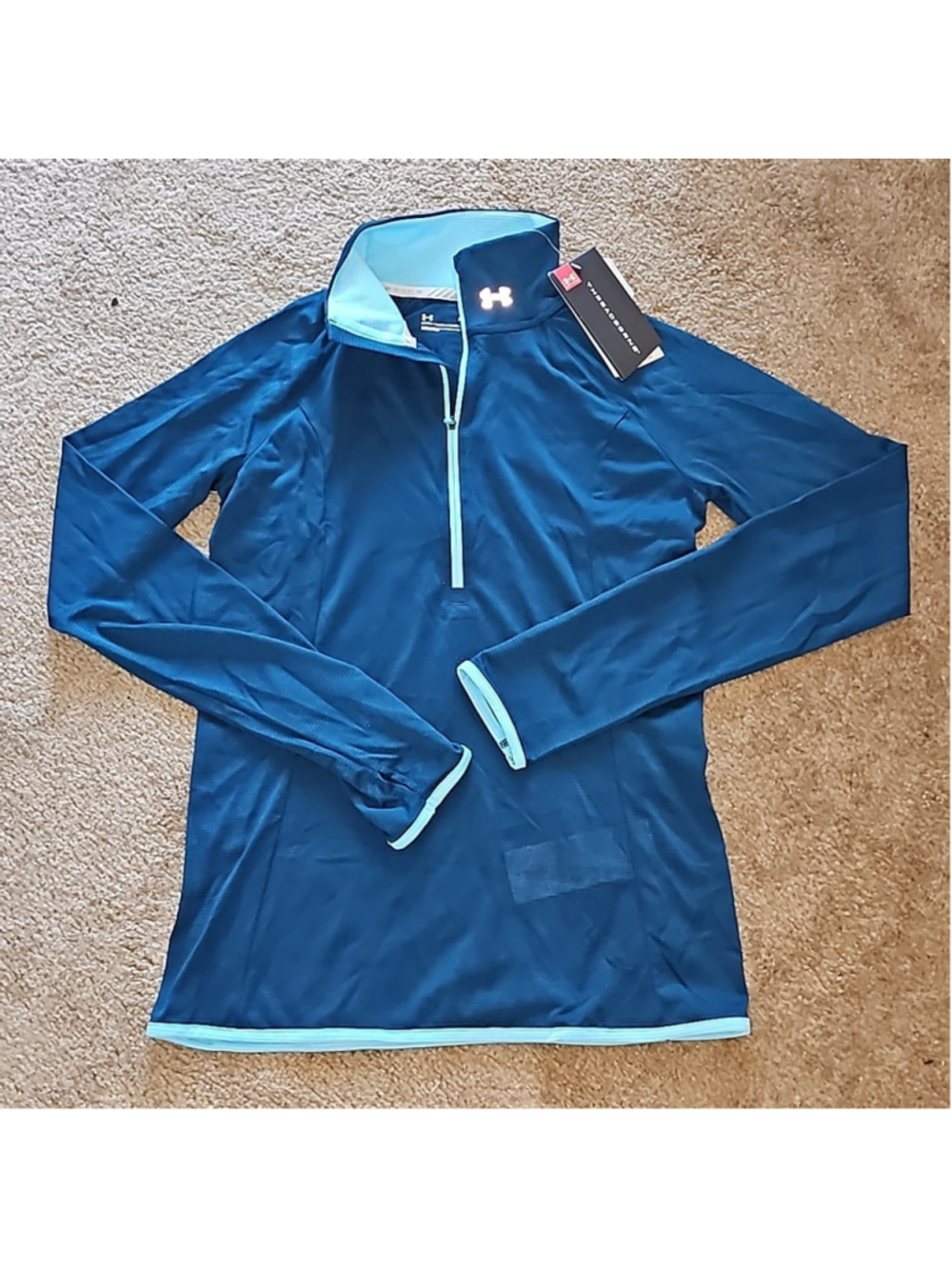 Womens Under Armour Microthread 1/2 Zip Teal Size XL
